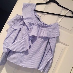 Asymmetric striped blouse